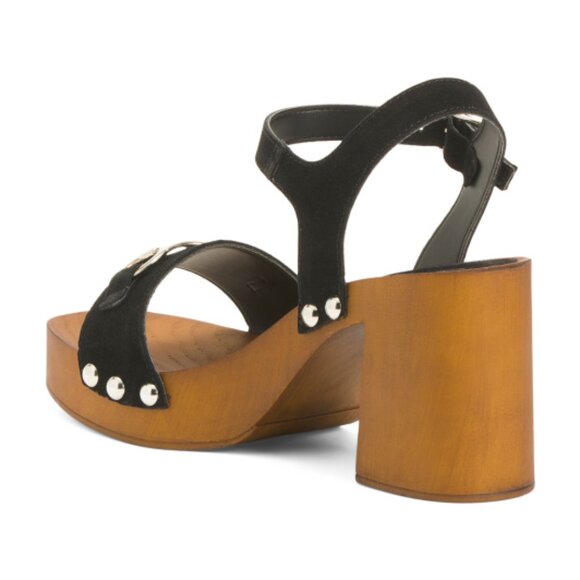 NEW CHARLES DAVID Made In Italy Suede Exposed Platform Sandals black 166mn - Picture 2 of 2